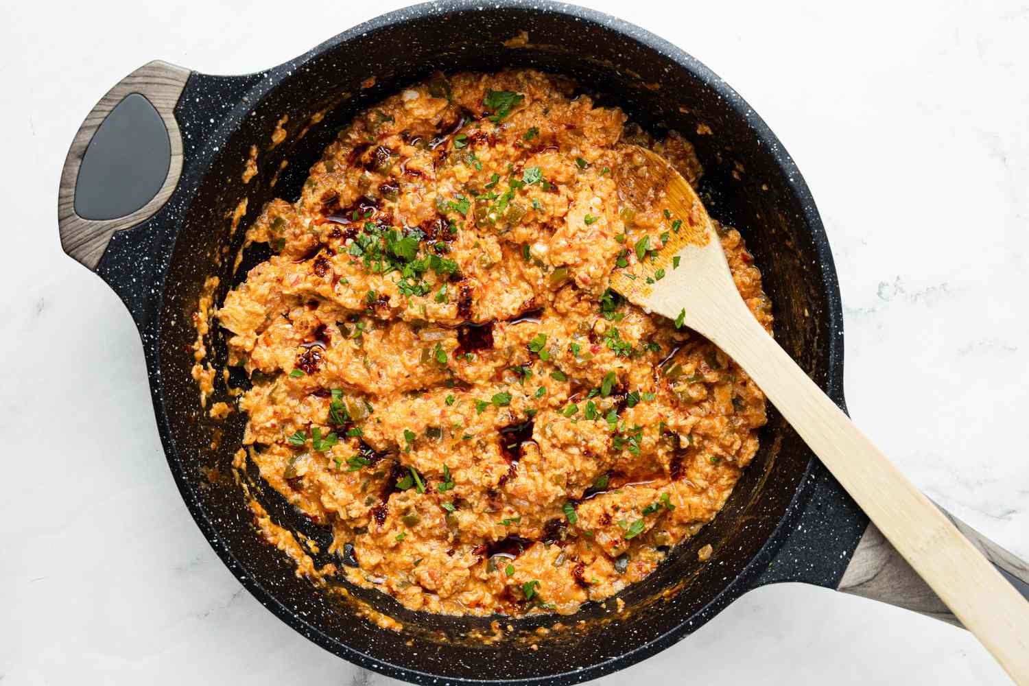Parsley Added to Menemen (Turkish Scrambled Eggs and Tomatoes) Recipe