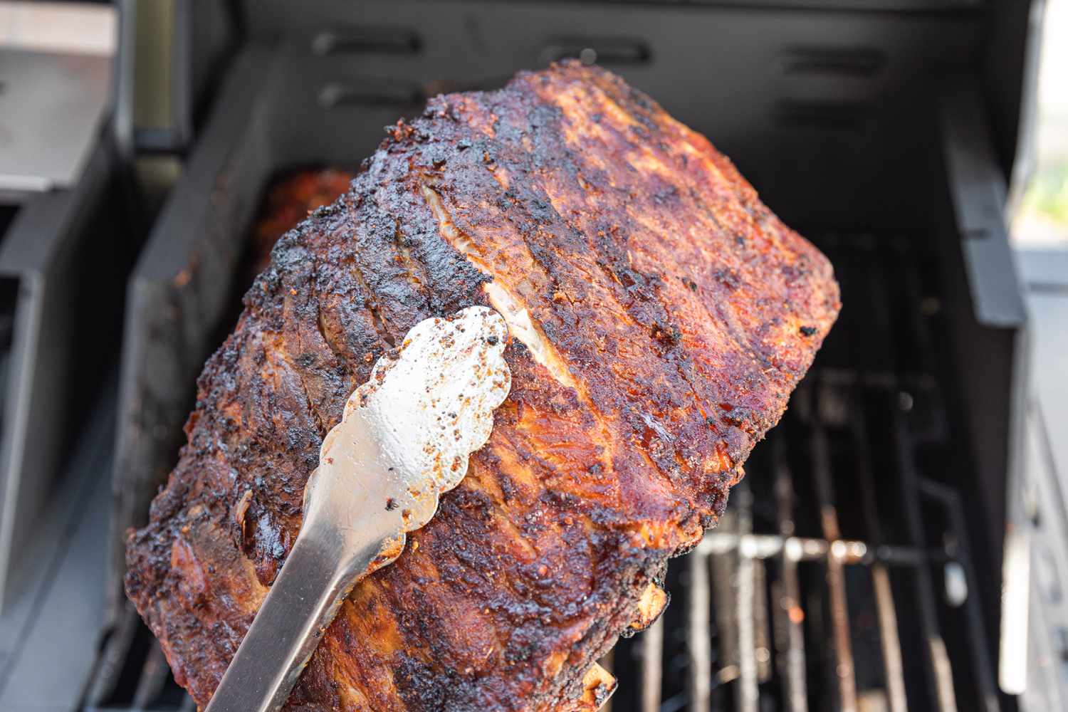 Cooked Memphis-Style Pork Ribs on Grill