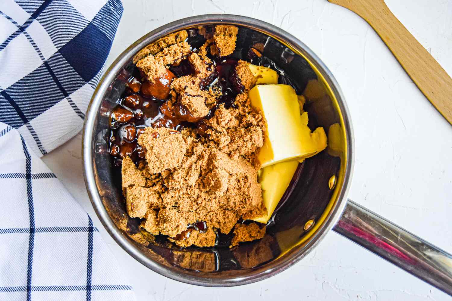 Pot of Brown Sugar and Butter for Caramel Corn (popcorn)