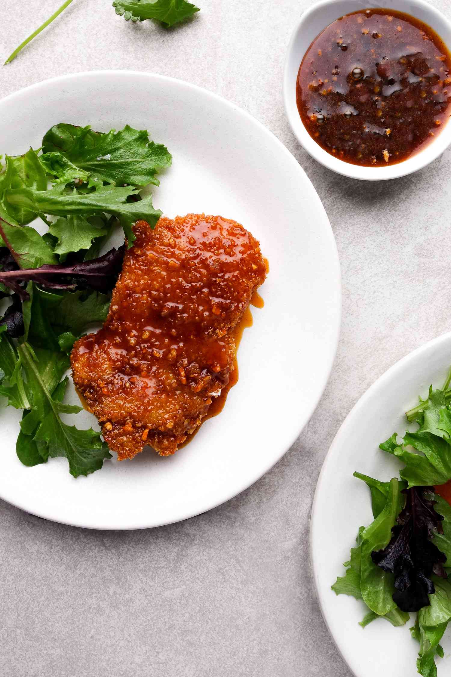 Hot honey chicken with a side salad. 