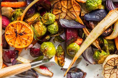 Tray of roasted vegetables