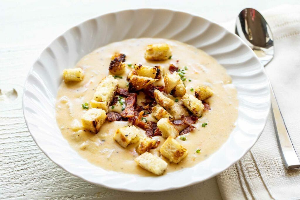 A bowl of creamy potato soup recipe