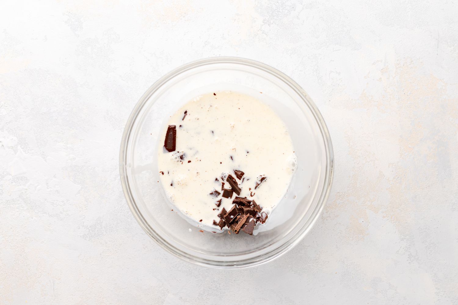 Bowl of Chocolate and Cream for Chocolate Ganache