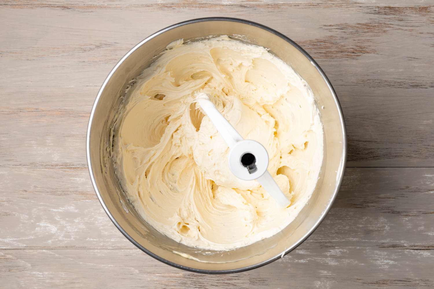 Whipped Whoopie Pie Filling in a Mixer Bowl
