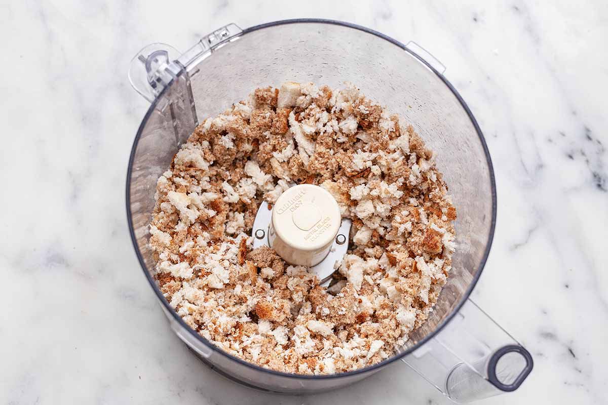 Easy Breadcrumb Recipe - coarse breadcrumbs in food processor