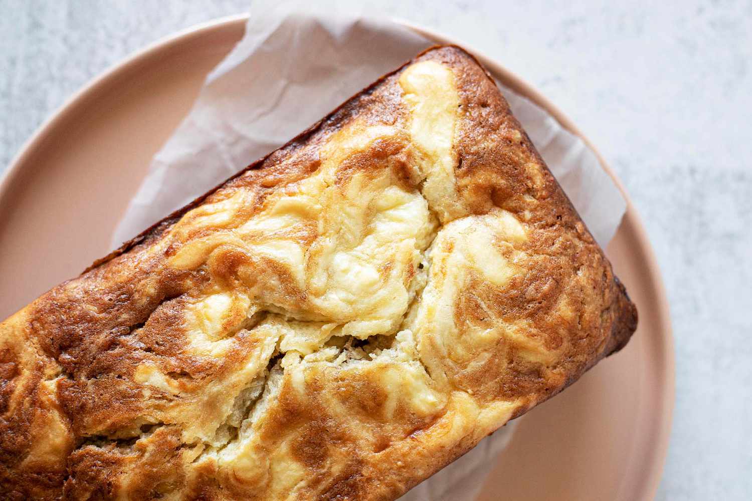 Overhead view of Cream Cheese Banana Bread recipe