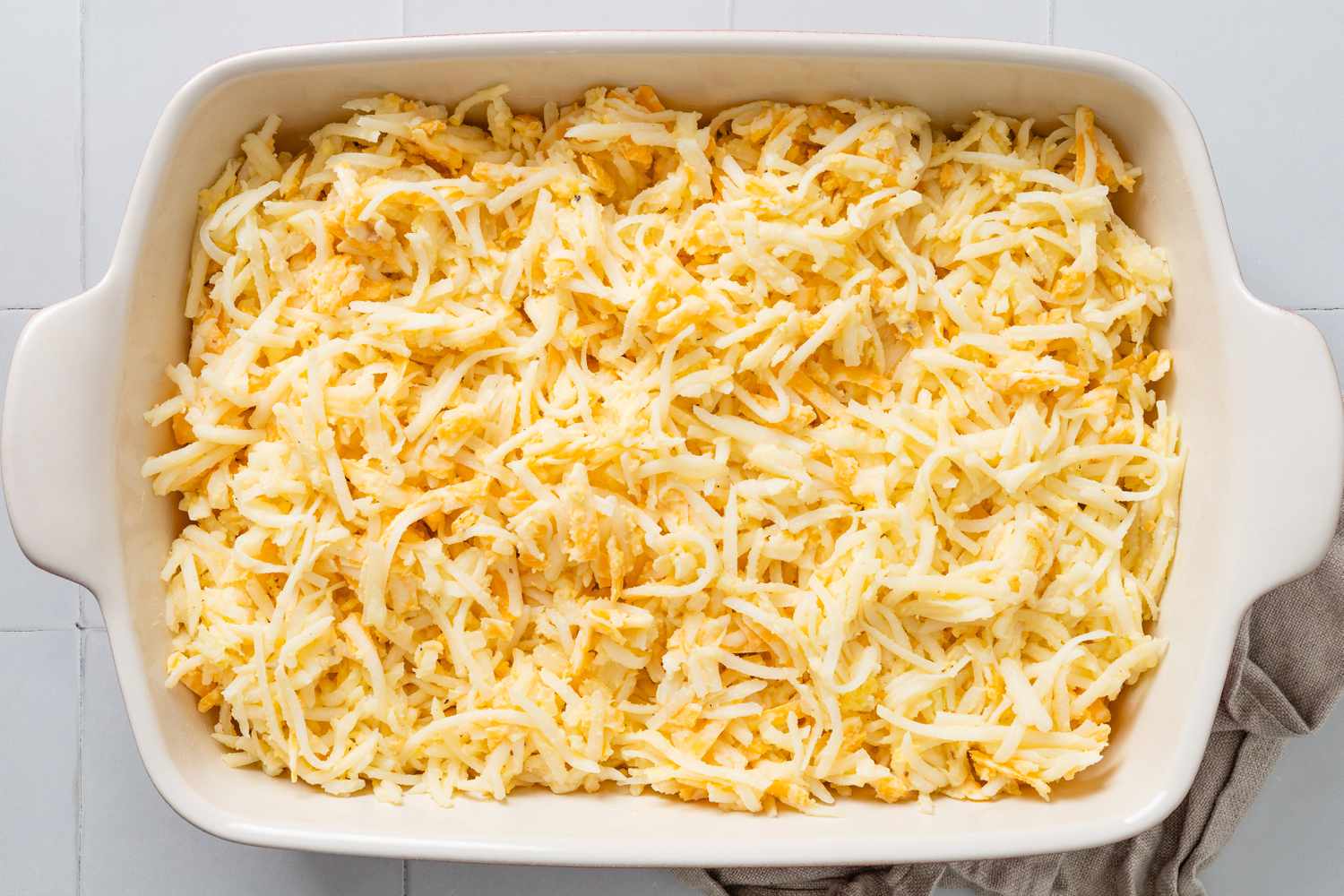 Copycat Cracker Barrel hash brown casserole in a casserole dish