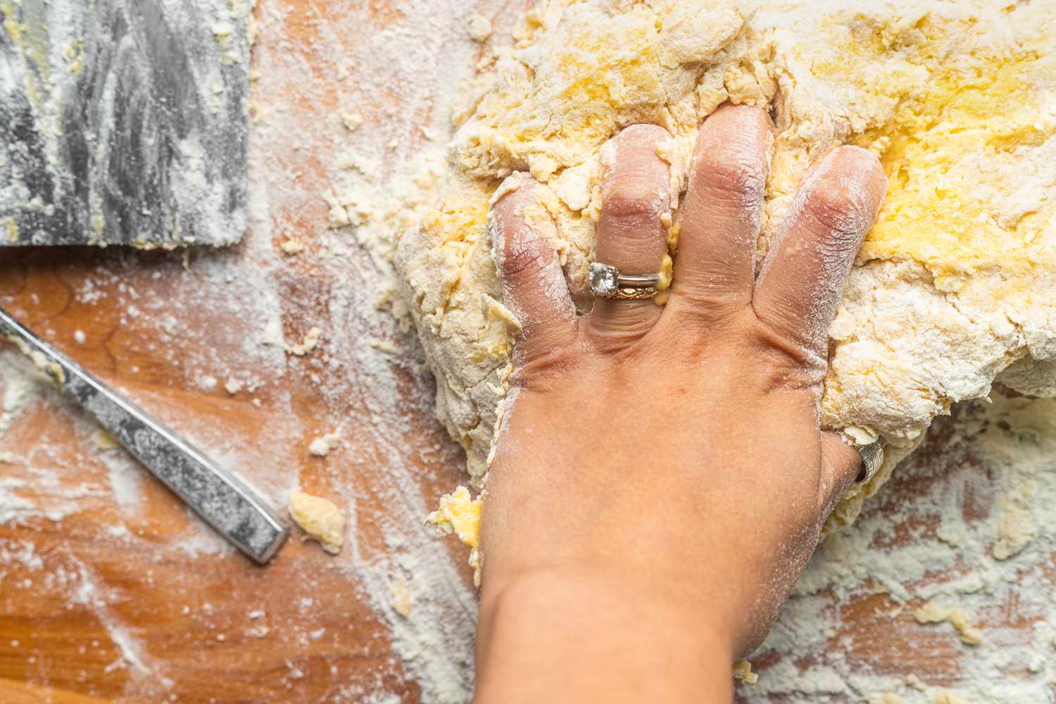 Hand Used to Knead Tagliatelle Dough