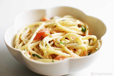 A bowl of creamy chard rib Pasta