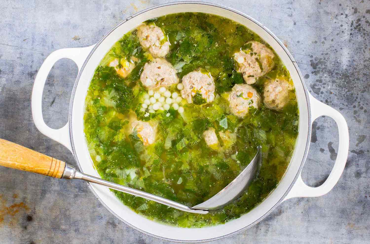 Italian Wedding Soup recipe in a pot
