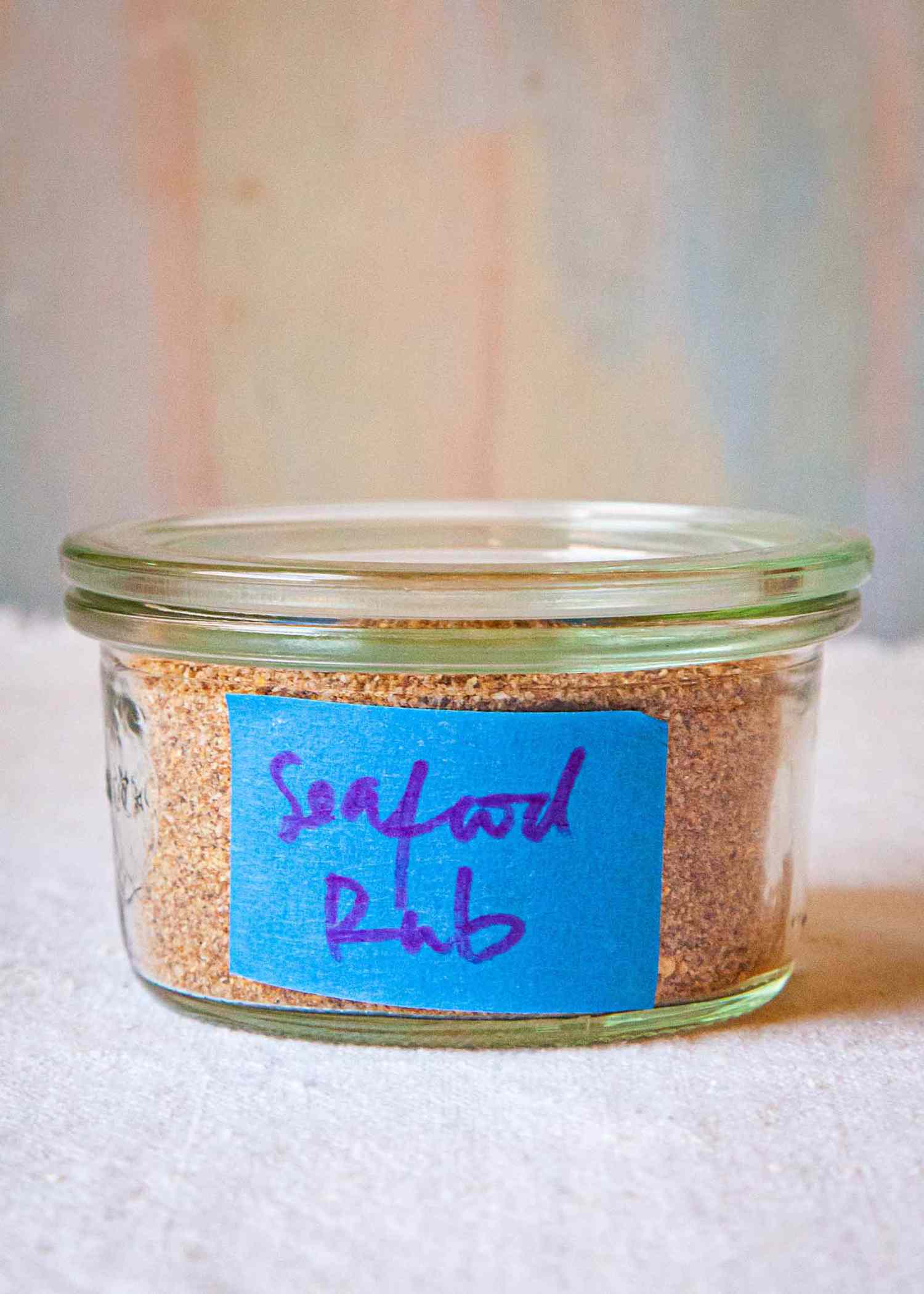 Fish rub recipe - seafood rub in closed glass jar