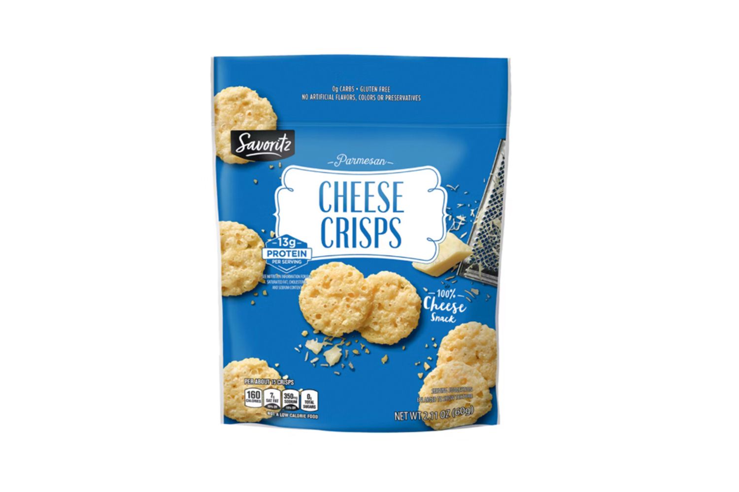 A bag of Savortiz Parmesan Cheese Crisps