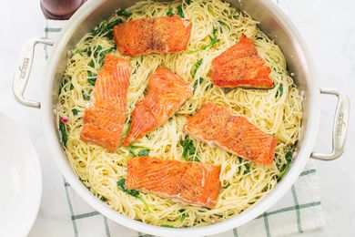 Wild Salmon with Angel Hair Pasta Recipe