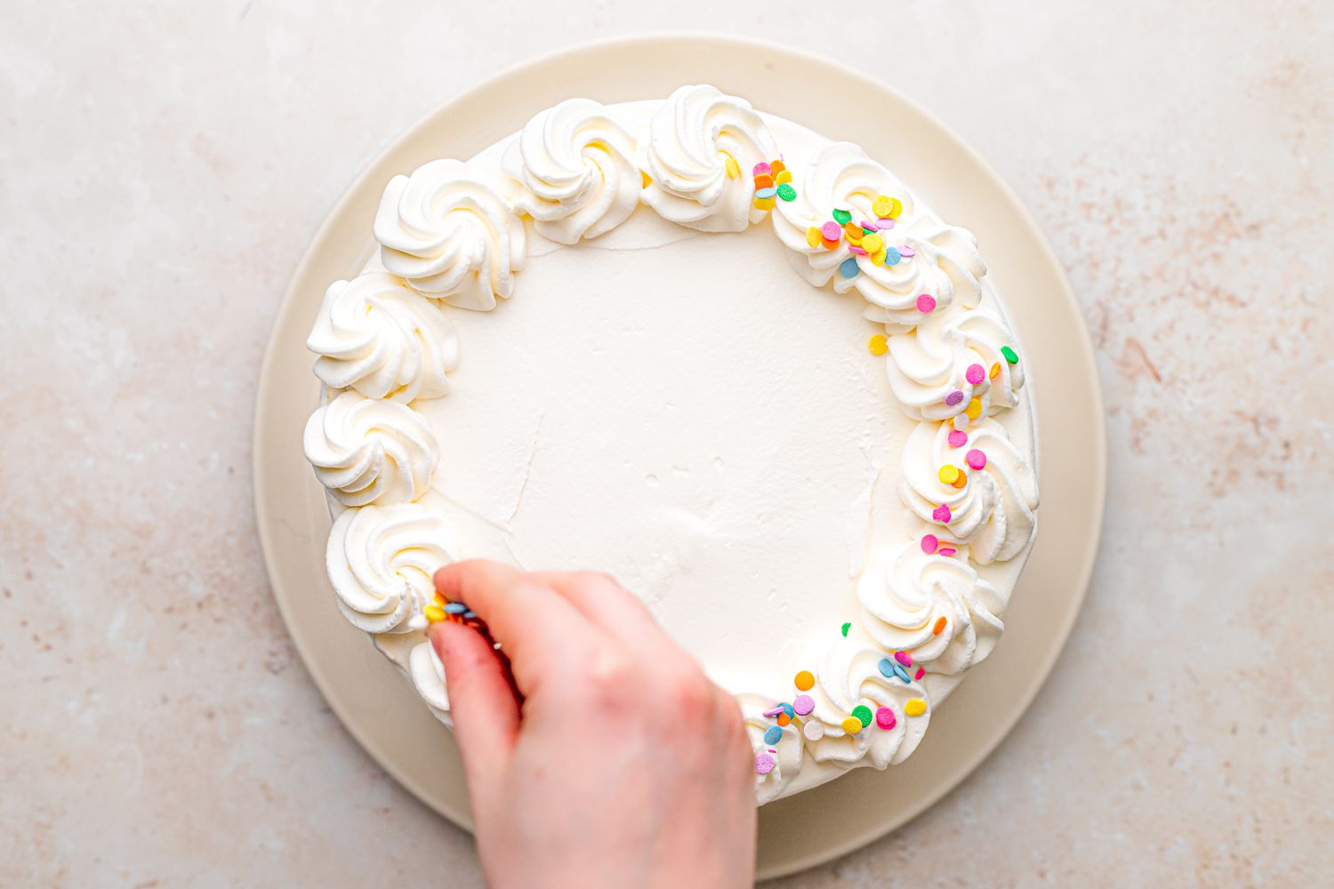 Decorate Ice Cream Cake with Sprinkles