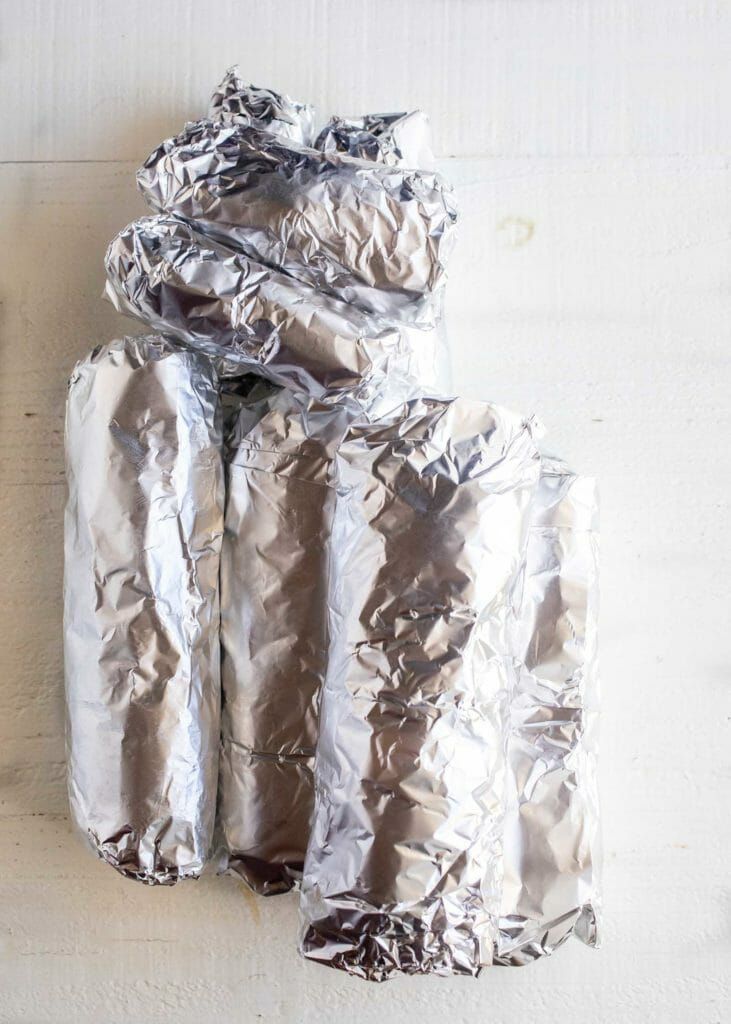 Wrap freezer burritos in aluminum foil