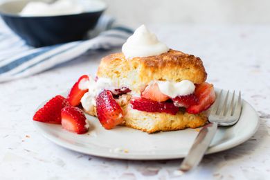 Strawberry shortcake on a plate