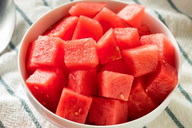 A bowl of watermelon cubes