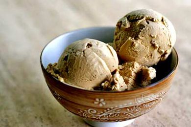 Coffee Ice Cream scoops in a bowl