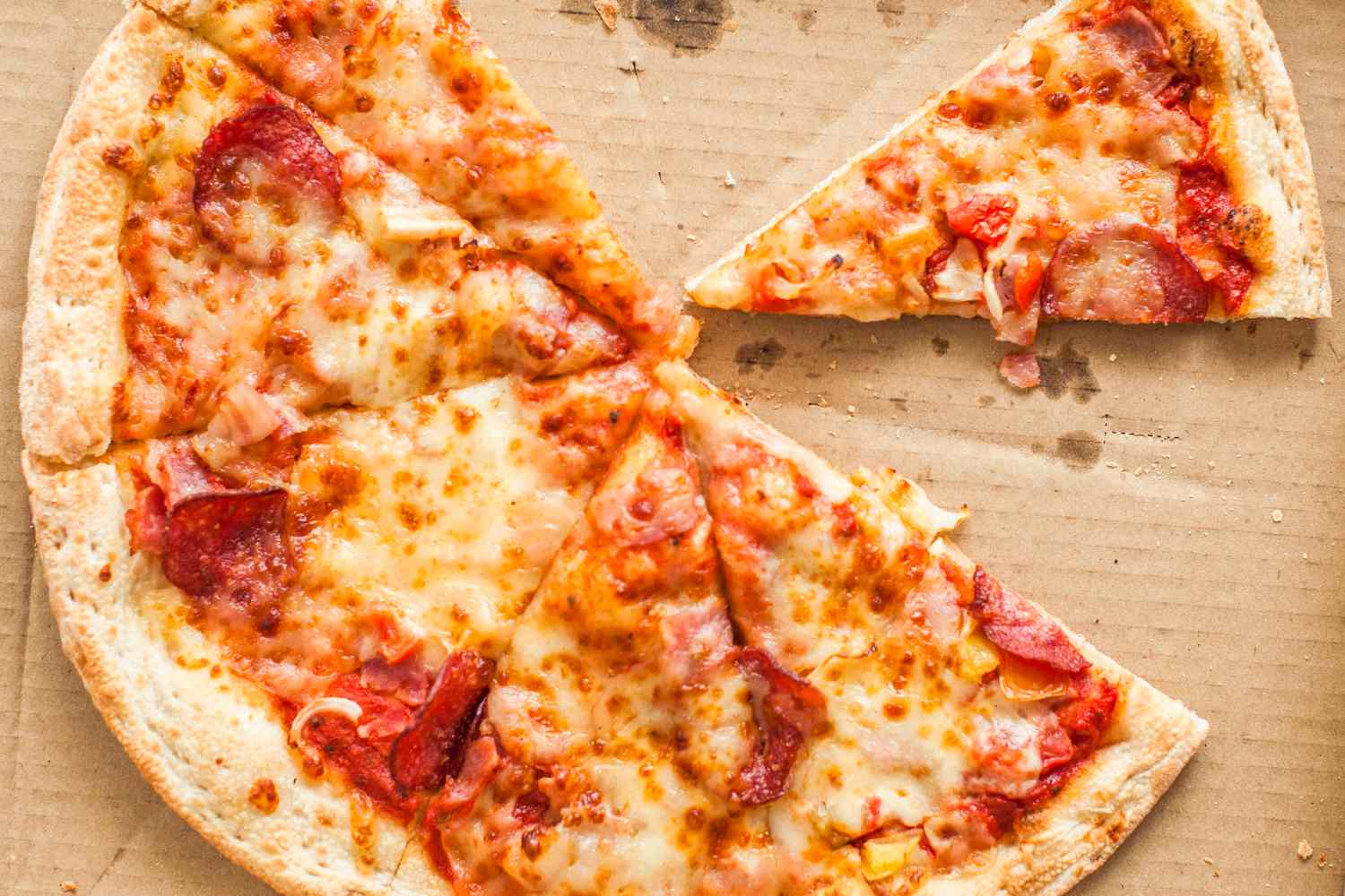 Pizza in a cardboard box