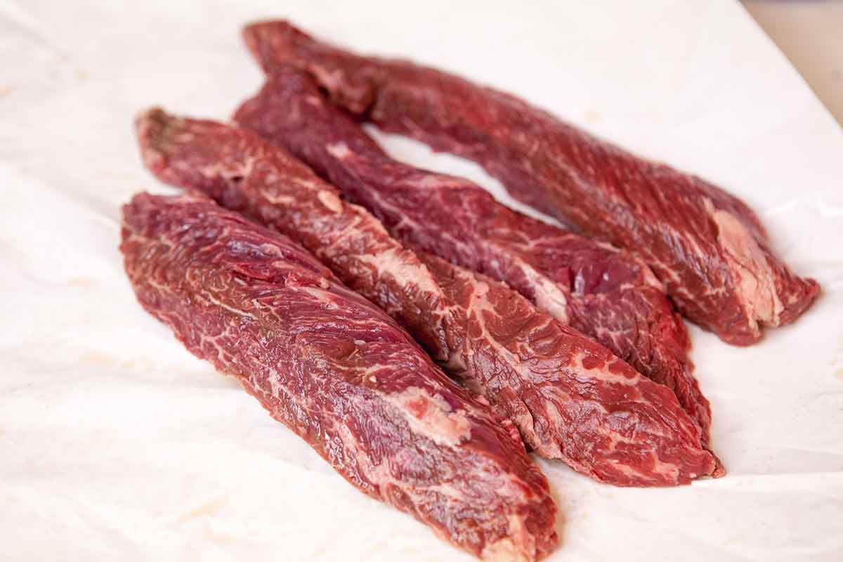 What is Hanger steak - hanger steaks lined up