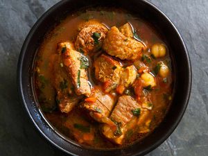 Spicy Pork Chickpea Sausage Stew