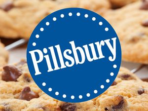 Pillsbury logo overlaid on chocolate chip cookies