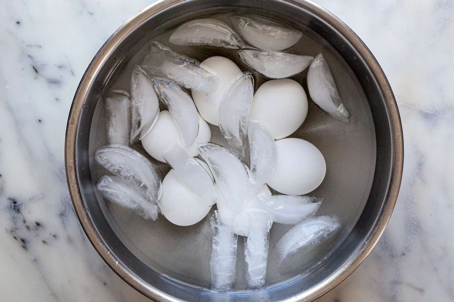 Hard Boiled Eggs in an Ice Bath 