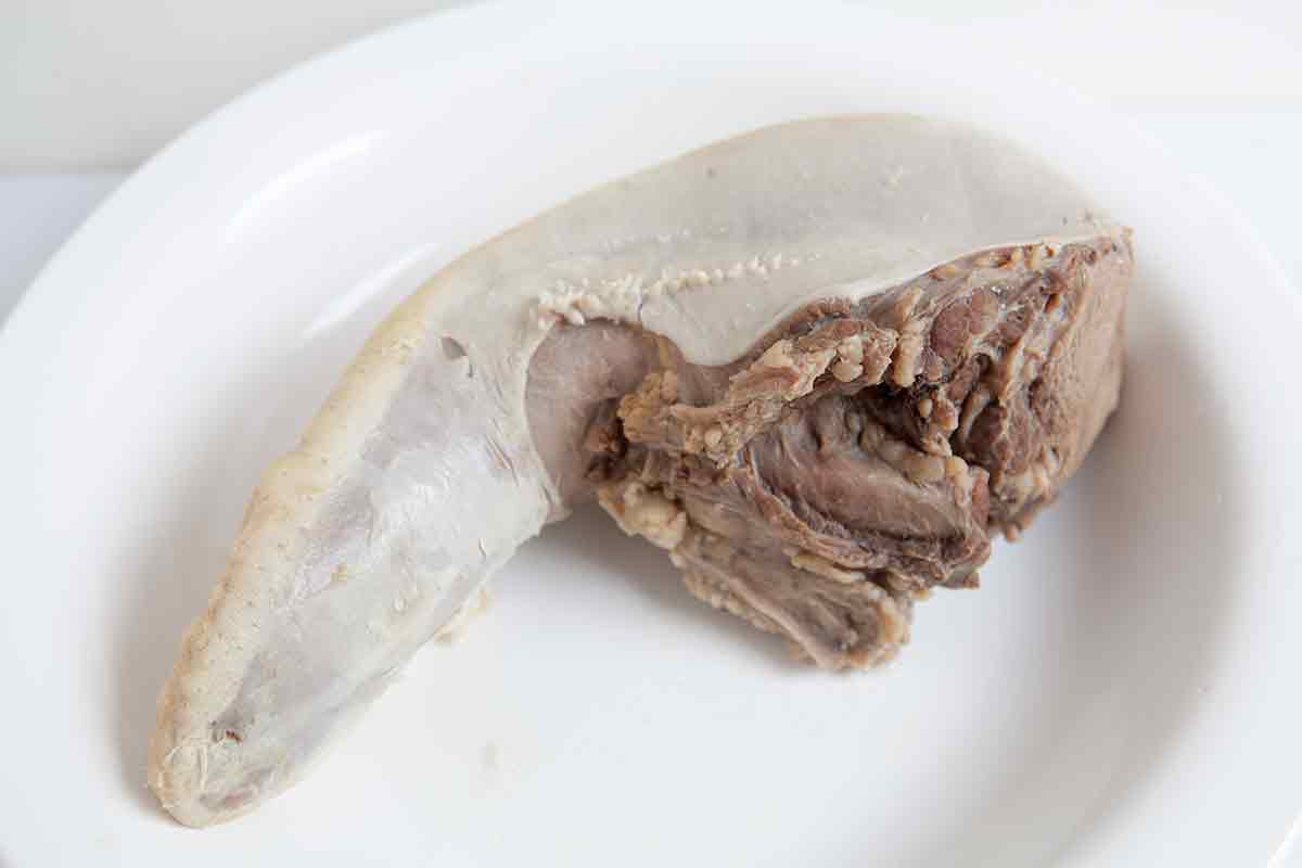 cook the beef tongue for beef tongue tacos de lengua