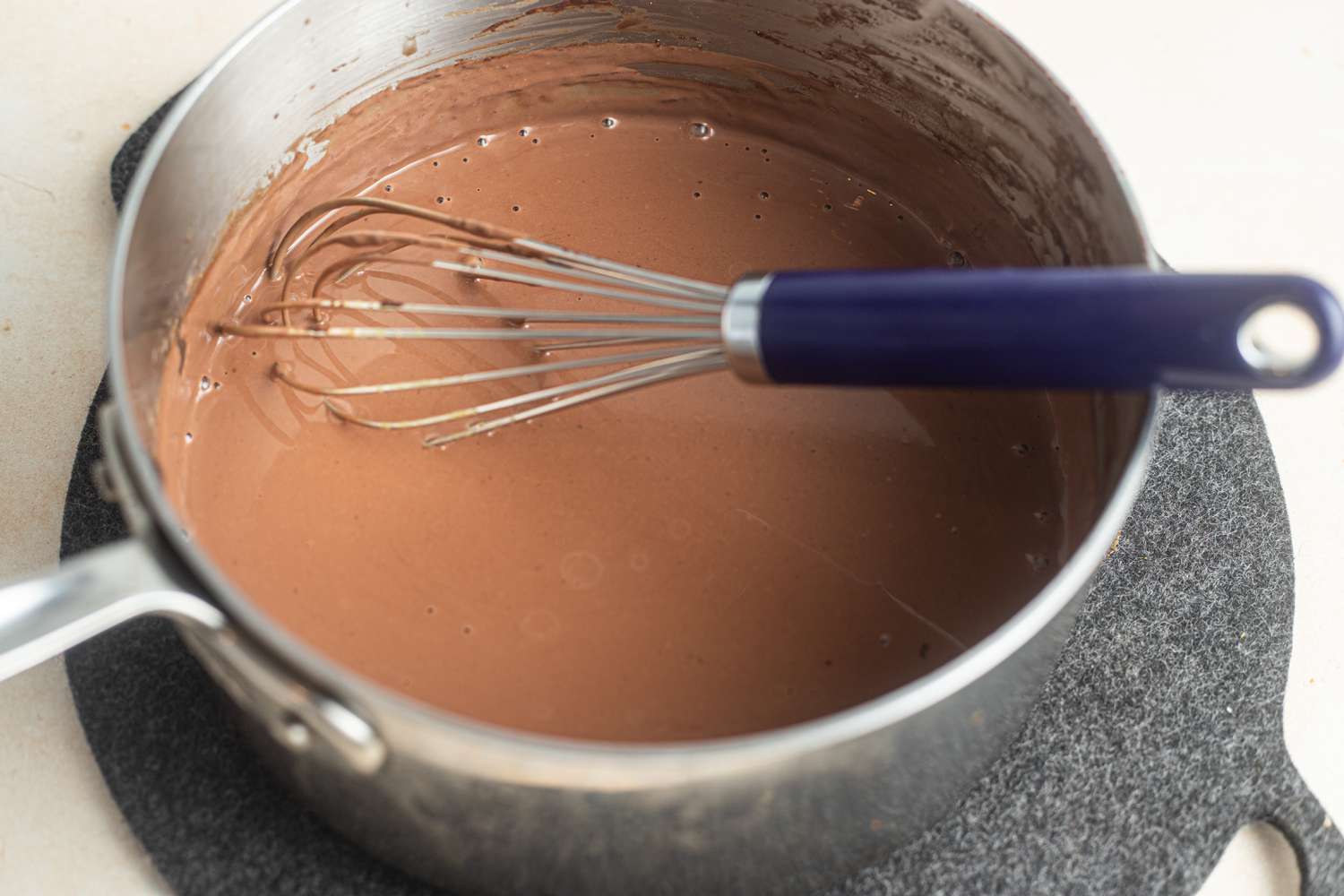 Pot of Melted Chocolate for Pots de Creme Recipe