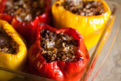 Stuffed Red and Yellow Bell Peppers