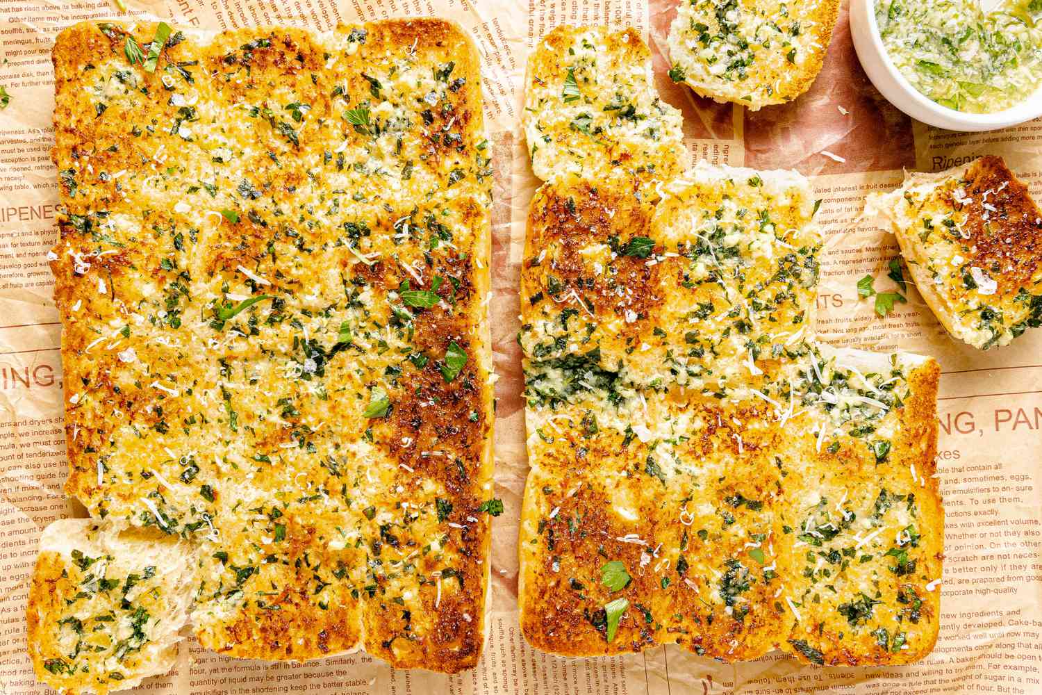 Garlic bread made with store-bought dinner rolls