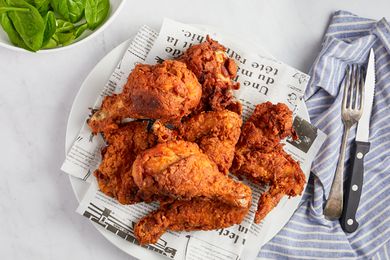 Plated piri piri fried chicken