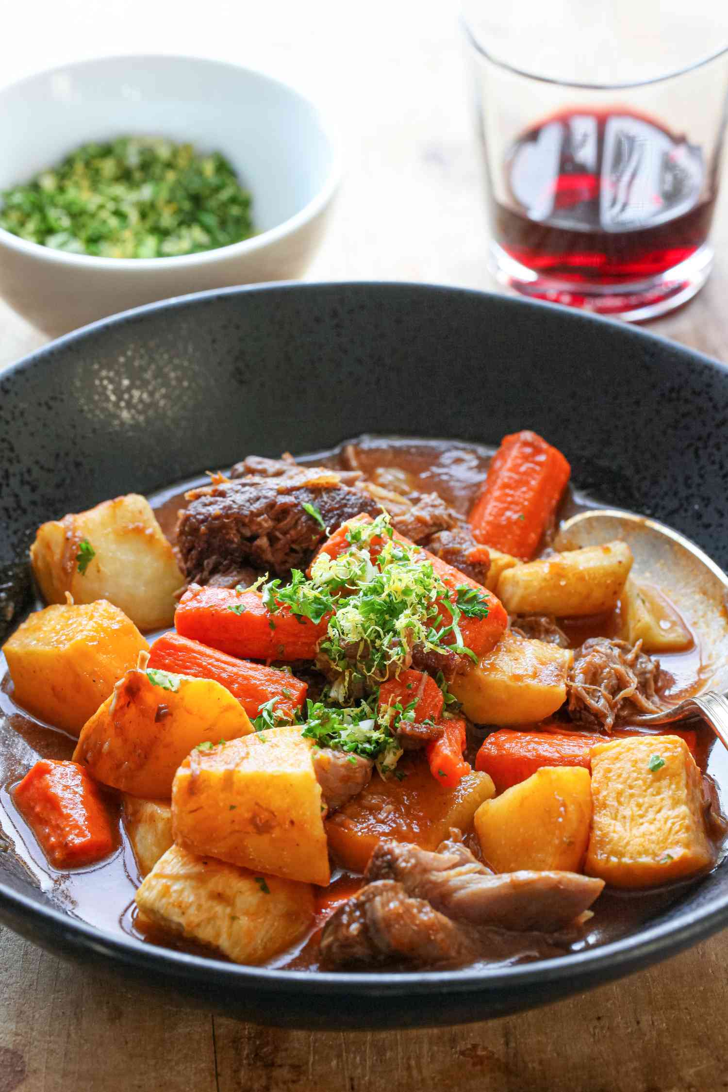 Bowl of Lamb Shank Stew with Root Vegetables