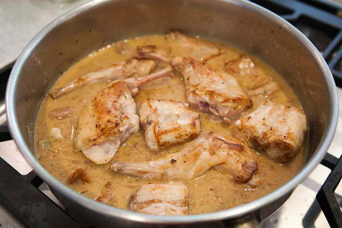 coat rabbit with mustard sauce