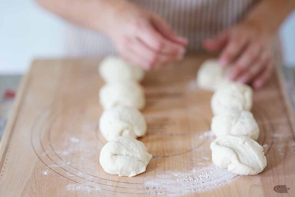Dividing the dough into balls