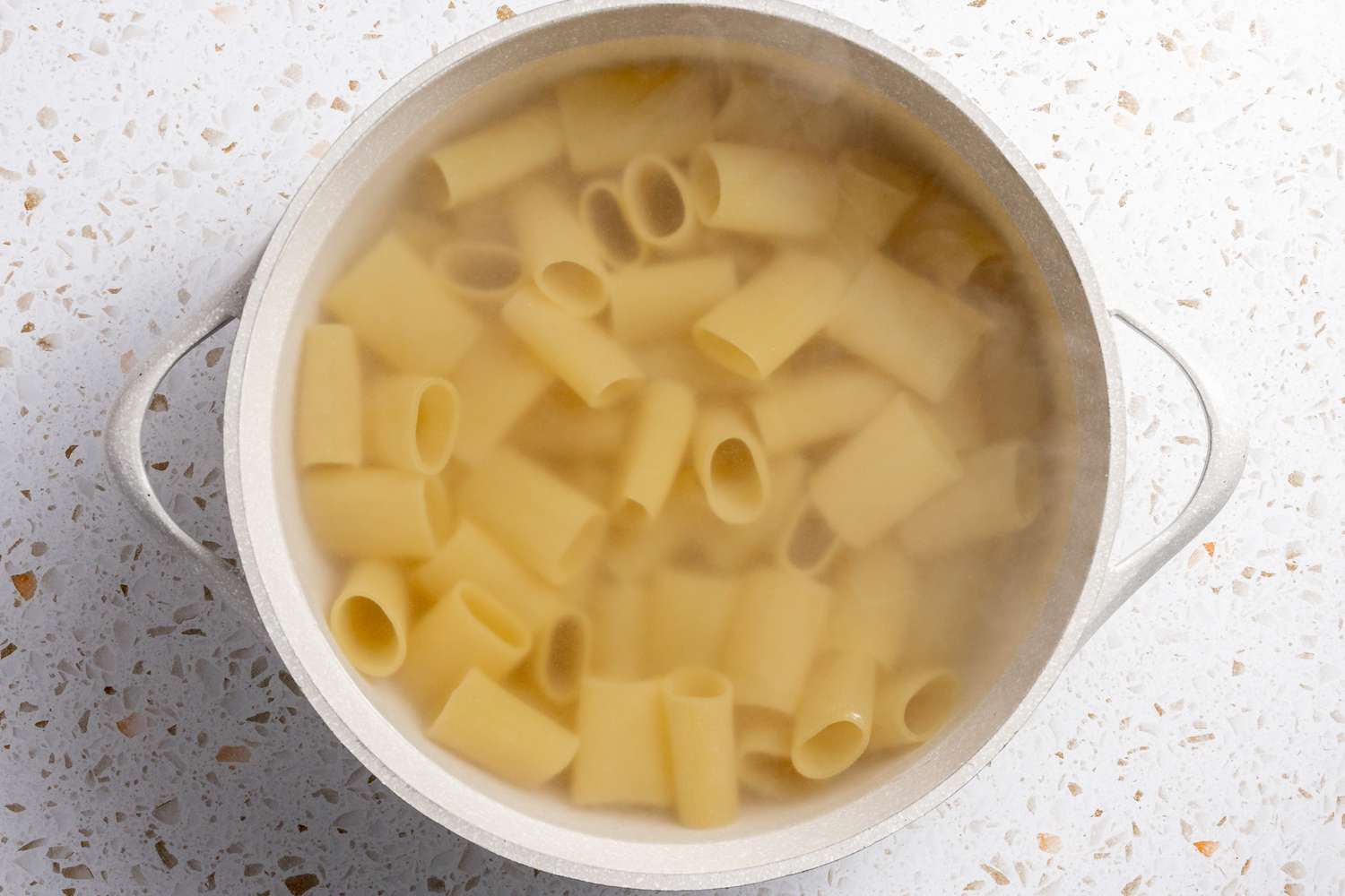 Paccheri Pasta Boiling in Pot of Salted Water