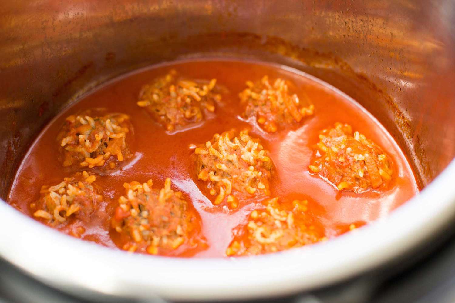 Porcupine balls in an instant pot.