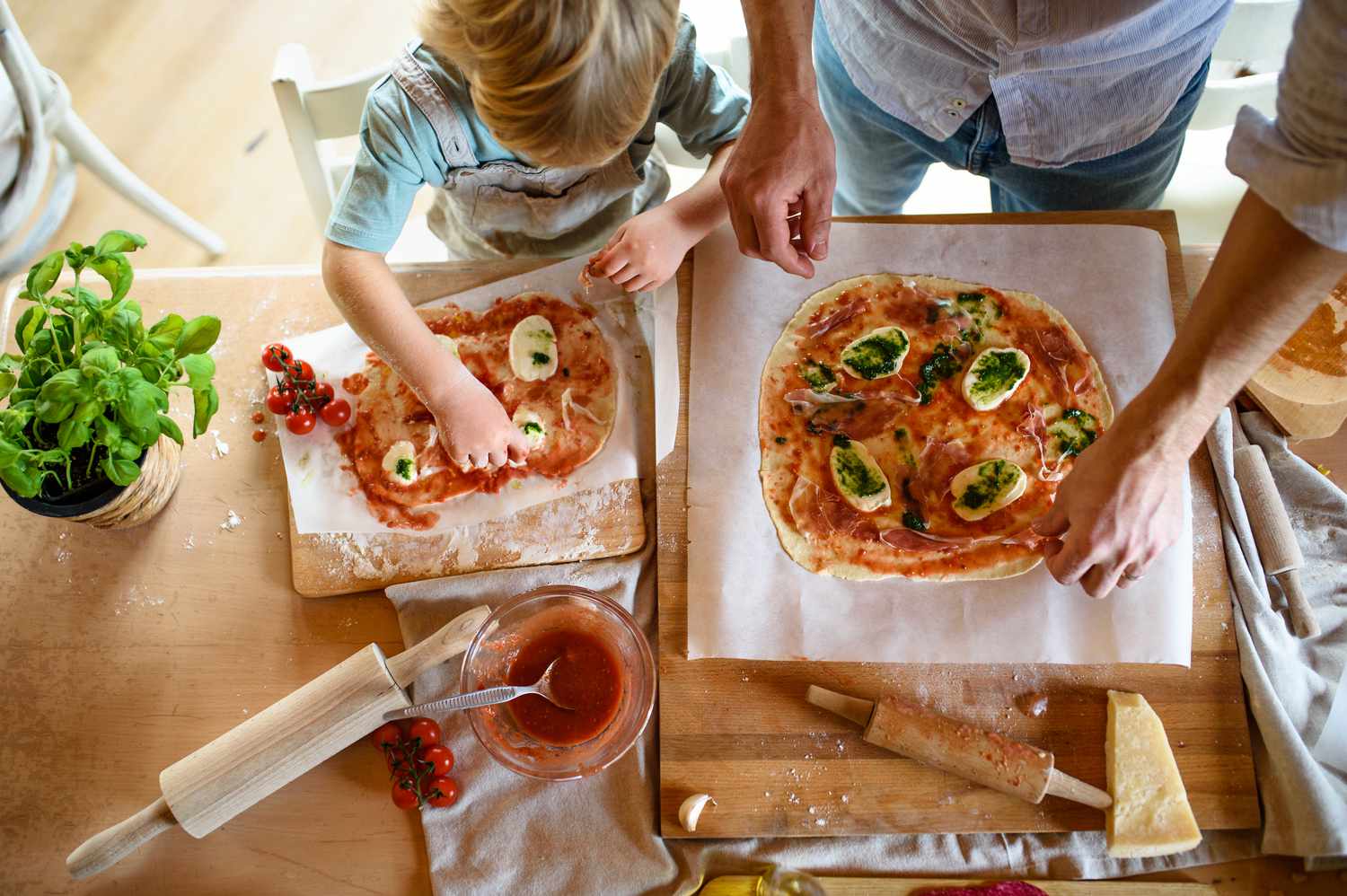 Making pizza on parchment paper