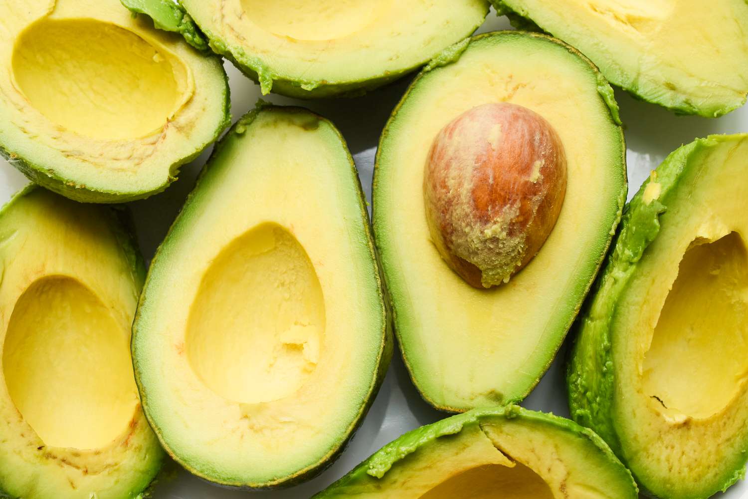 halved avocados (one still has the pit)