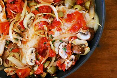 Tilapia with Olives Mushrooms Tomatoes
