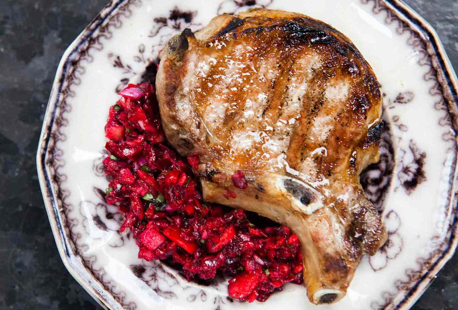 Grilled Pork Chops with Cherry Salsa