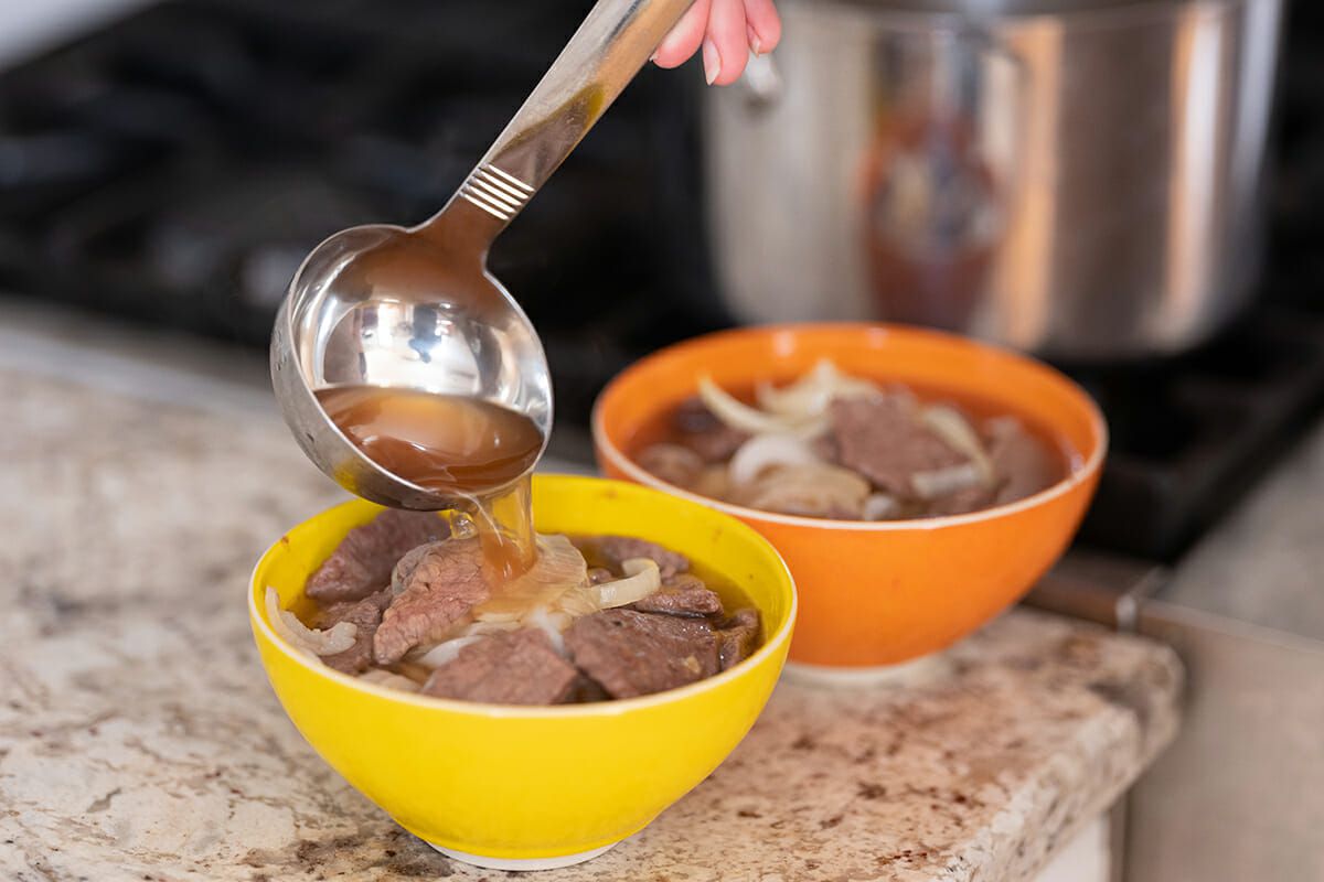 Easy Steak Pho serve the pho