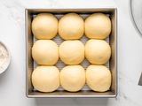 Dinner roll dough in cake pan