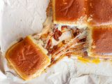 Cheesy Pull with Hawaiian Roll Sliders with Meat Sauce and Parm 