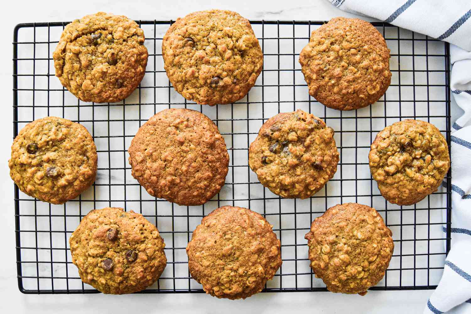 Oatmeal Banana Cookies Cooling on a Wire Rack