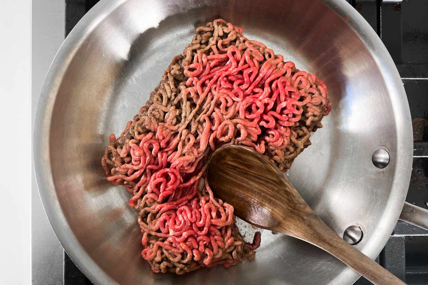 Gray meat on a pan