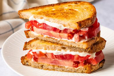 Tomato Sandwich on a white plate