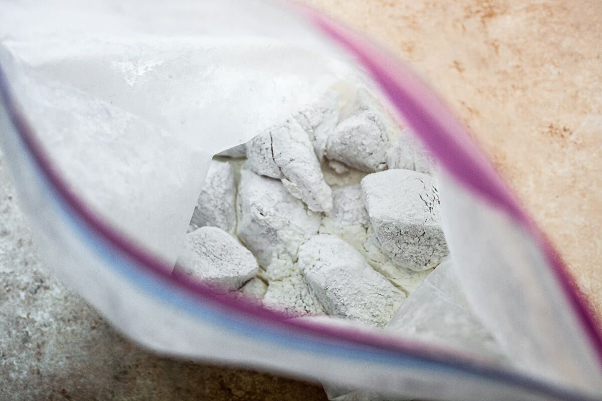 How to make firecracker chicken toss the chicken in the flour