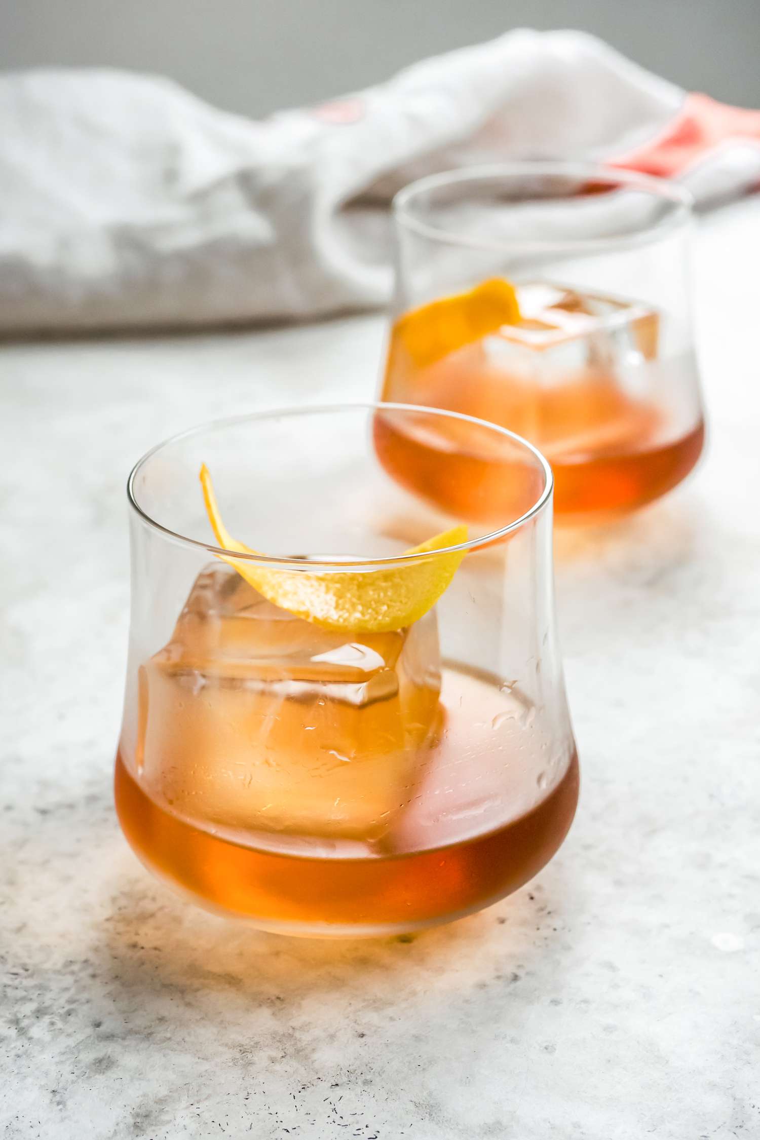 Glasses of Rum Old Fashioned with Orange Peel