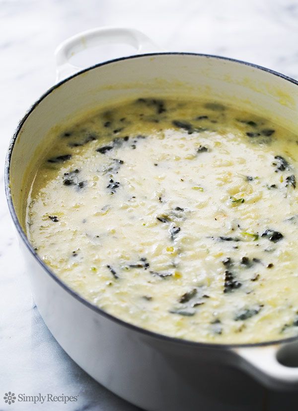 Colcannon Potato Soup in a soup pot